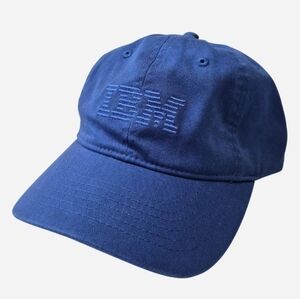 IBM Embroidered Baseball Cap Vintage Blue Metal Clasp 100% Cotton Comptuer